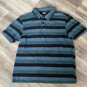 Vans Polo Borders Stripes Lightweight sz L Preppy Sporty Rugger Y2K